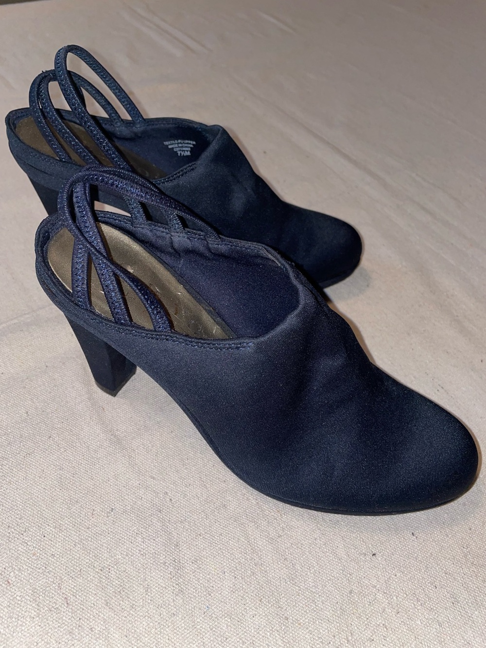 New York Transit Classic Navy Slingback Ankle Closed Toe Heeled Shoes